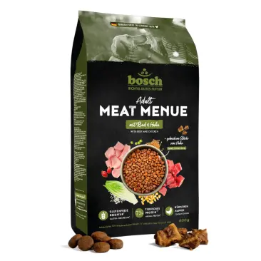 0,8кг Корм Bosch MEAT MENUE Adult безглютеновый для взрослых собак всех пород с Говядиной и курицей