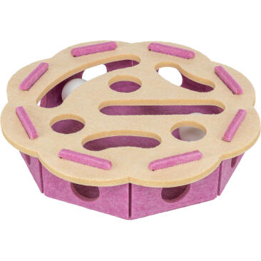 Игрушка Trixie Hole'n'Roll Flower для кошек из фетра развивающая Розовая с Бежем, 30*7,5см