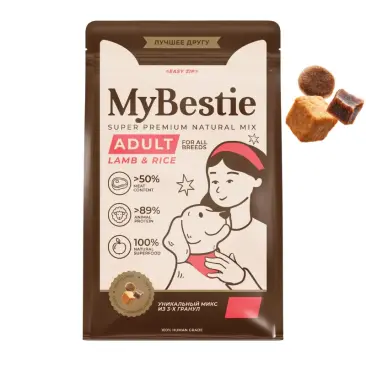 2кг Корм MyBestie Adult Lamb and Rice для взрослых собак всех пород с Ягнёнком и рисом