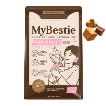 2кг Корм MyBestie Mini Adult Lamb and Rice для собак мелких пород с Ягнёнком и рисом