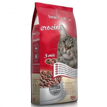 20кг Корм Bewi-Cat Crocinis для взрослых кошек с Курицей, индейкой и морской рыбой