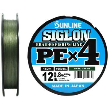Плетеный шнур Sunline Siglon PE×4 150м #0,8 Dark Green