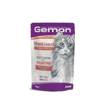 100г Влажный корм Gemon Sterilised Chunkies with Salmone для стерилизованных кошек с Лососем