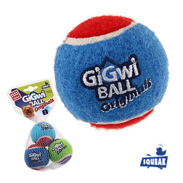 Игрушка GiGwi BALL Originals для собак Три мяча с пищалкой, 4,8см