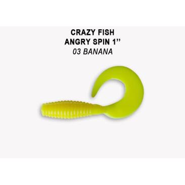 Резина Crazy Fish Angry Spin 1'' №03, Кальмар, 8шт