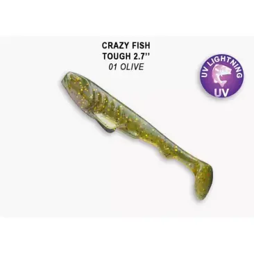 Резина Crazy Fish Tough 2,8'' 1, Кальмар, 5шт