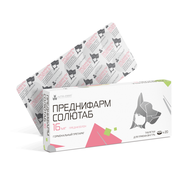 Преднифарм Солютаб таблетки противовоспалительные для собак, 1таб*16мг