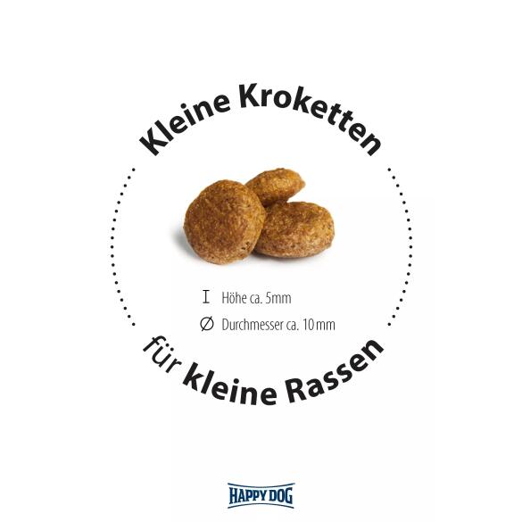 0,8кг Корм Happy Dog Mini France 24/12 беззерновой для взрослых собак мелких пород с чувствительным пищеварением с Уткой и картофелем