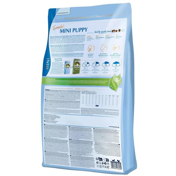 4кг Корм Happy Dog Mini Puppy Sensible 30/16 для щенков и молодых собак мелких пород в возрасте от 1 до 12 месяцев с Ягненком и рисом
