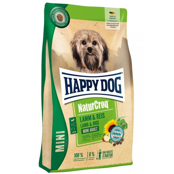 4кг Корм Happy Dog NaturCroq Mini Lamm&Reis для взрослых собак мелких пород с чувствительным пищеварением с Ягнёнком и рисом