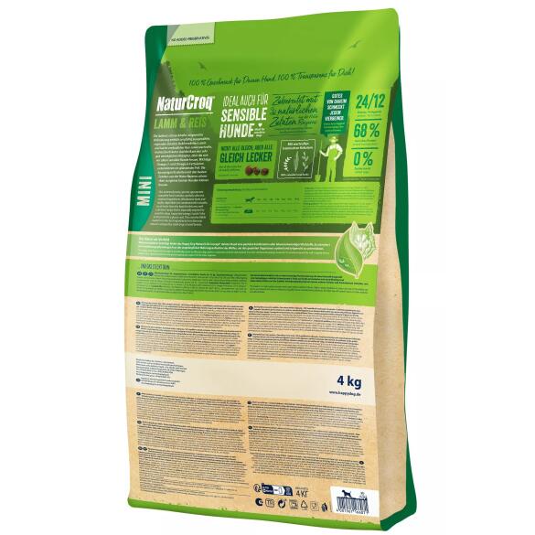 4кг Корм Happy Dog NaturCroq Mini Lamm&Reis для взрослых собак мелких пород с чувствительным пищеварением с Ягнёнком и рисом