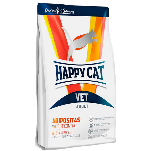 4кг Корм Happy Cat VET Adipositas Adult для кошек с избыточным весом, ожирением, диабетом, колитом