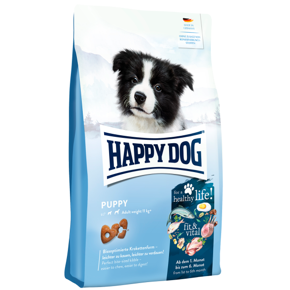 4кг Корм Happy Dog Puppy fit & vital для щенков средних и крупных пород с момента прикорма до 6 месяцев с Птицей