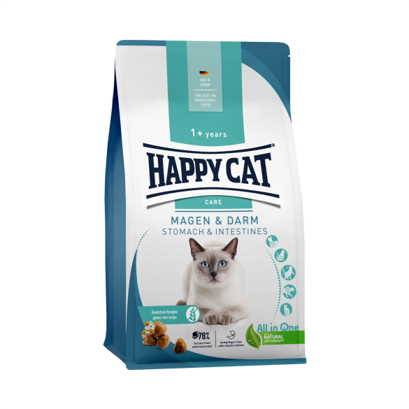 4кг Корм Happy Cat Sens Magen&Darm 34/14 для кошек с чувствительным пищеварением с Уткой, рисом и полезными травами ромашки и корня лакрицы