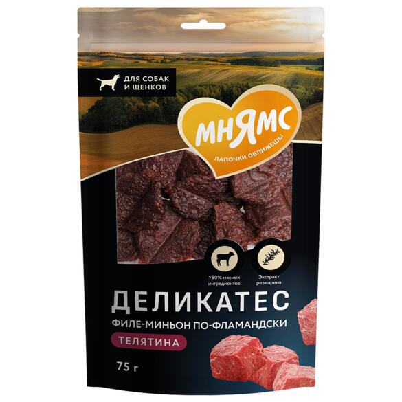 75гр Лакомство Мнямс для собак "Филе-миньон по-фламандски" из Телятины