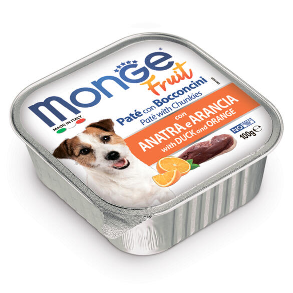 100гр Влажный корм MONGE DOG FRUIT для взрослых собак с Уткой и Апельсином