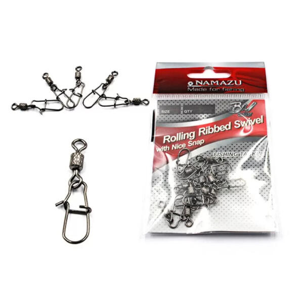 Вертлюг c застежкой NAMAZU Rolling Ribbed Swivel №07