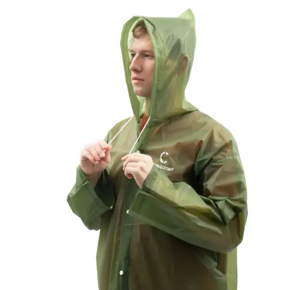 Плащ-дождевик Следопыт, EVA, на кнопках с капюшоном, 68*120см, Army Green, р. 48-50