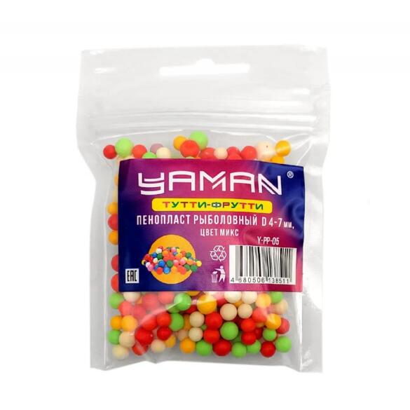 Пенопласт рыболовный Yaman Тутти-фрутти, d 4-7мм, Микс