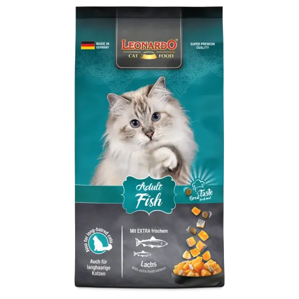7,5кг Корм Leonardo Adult Fish для взрослых кошек от 1 года с Рыбой