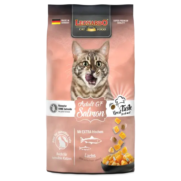 7,5кг Корм Leonardo Adult GF Salmon беззерновой для взрослых кошек от года с Лососем