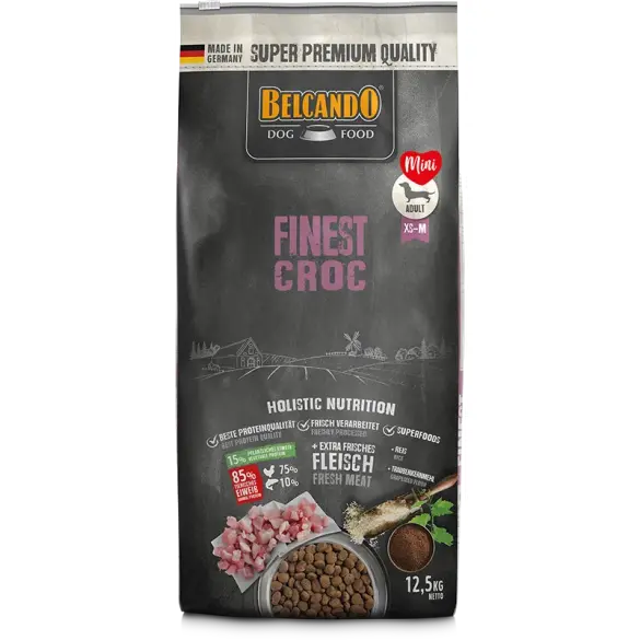 4кг Корм Belcando Finest Croc полнорационный для взрослых собак мелких и средних пород с Уткой и печенью