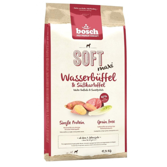 12,5кг Bosch Soft Maxi Buffalo&Sweetpotato Полувлажный корм для собак крупных пород с Буйволом и бататом