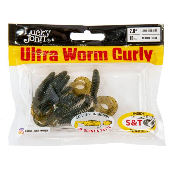 Слаги силиконовые Lucky John LJ PRO Series Ultraworm Curly PA03 2.0 10шт