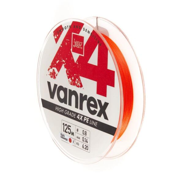 Плетенка Lucky John Vanrex x4 Braid Fluo Orange 0.14мм 125м