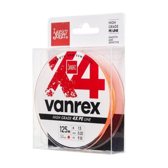Плетенка Lucky John Vanrex x4 Braid Fluo Orange 0.17мм 125м