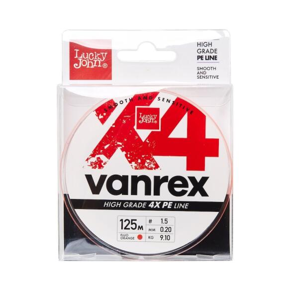 Плетенка Lucky John Vanrex x4 Braid Fluo Orange 0.17мм 125м