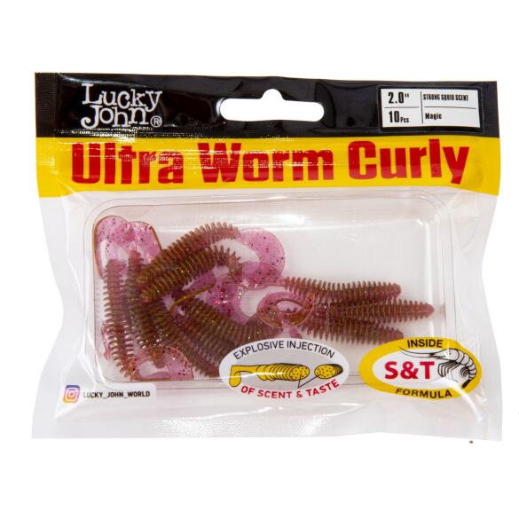 Слаги силиконовые Lucky John LJ PRO Series Ultraworm Curly S14 2.0 10шт