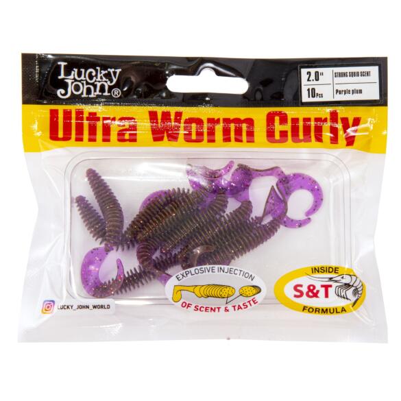 Слаги силиконовые Lucky John LJ PRO Series Ultraworm Curly S13 2.0 10шт