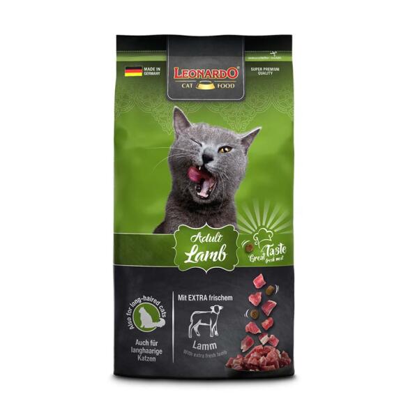 1,8кг Корм Leonardo Adult Lamb для взрослых кошек от 1 года с Ягнёнком