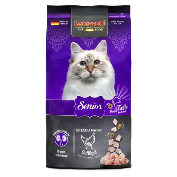 1,8кг Корм Leonardo Senior для пожилых кошек от 10 лет из мяса Птицы