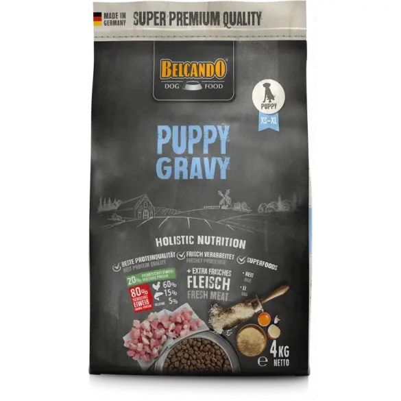 4кг Корм Belcando Puppy Gravy для щенков всех пород до 4 месяцев и для молодых собак мелких пород старше этого возраста с Птицей