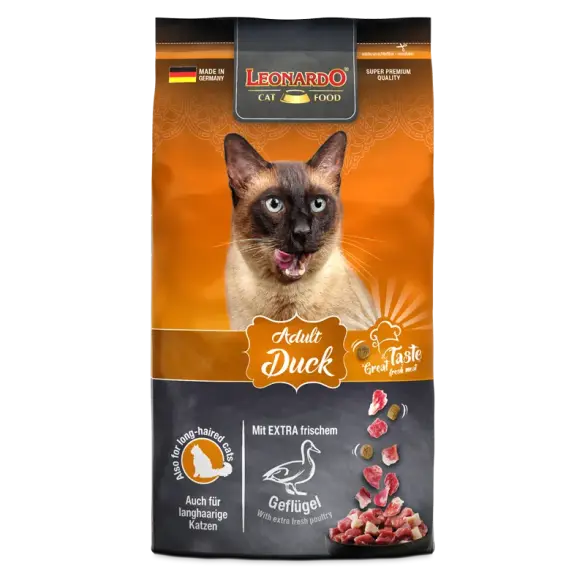 1,8кг Корм Leonardo Adult Duck для взрослых кошек от 1 года с Уткой