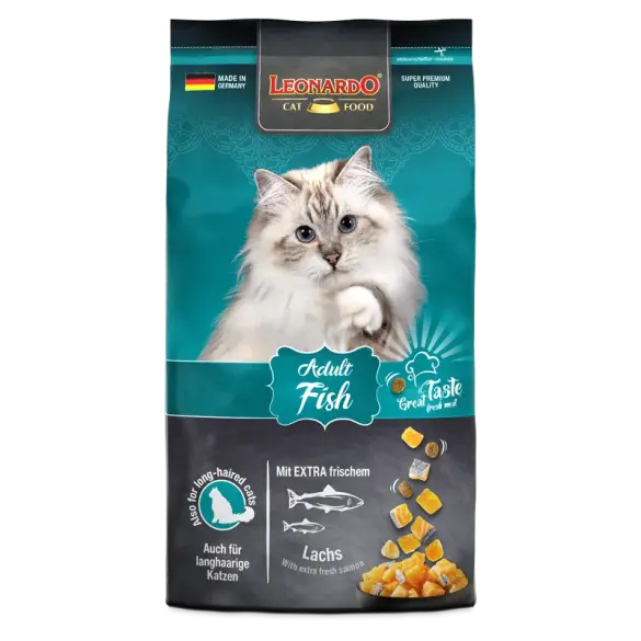 1,8кг Корм Leonardo Adult Fish для взрослых кошек от 1 года с Рыбой