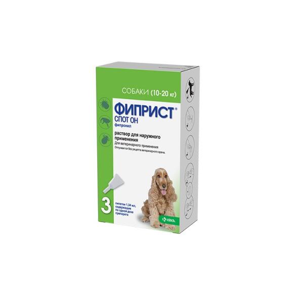 Капли на холку KRKA Фиприст Спот Он от блох и клещей для собак 10-20 кг, 1шт