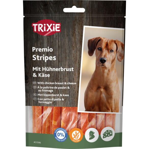 100гр Лакомство "TRIXIE PREMIO" для собак, куриные полоски с сыром, без глютена и сахара