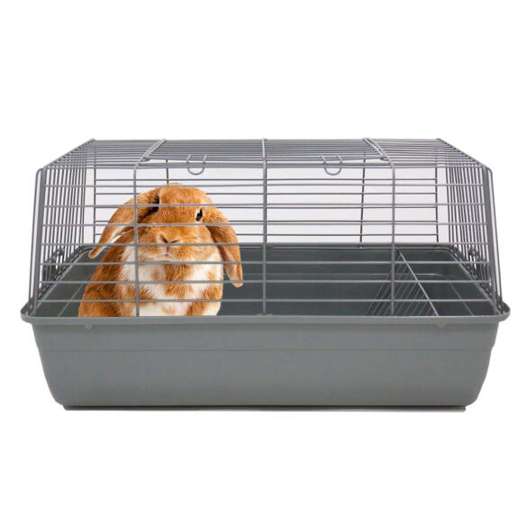 Клетка №1 Diankari, для кролика c кормушкой для сена, 60*36*32, серый