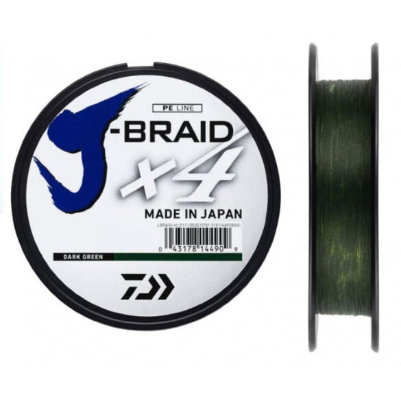 Шнур плетеный DAIWA J-Braid X4 зеленая 135м 0,10мм