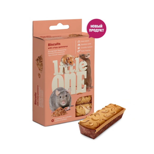 35гр Лакомство Little One Biscuits Бисквиты для всех грызунов  с хрустящим гаммарусом