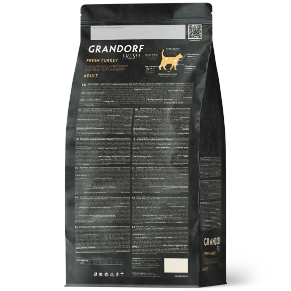 0,4кг Корм GRANDORF CAT Fresh Turkey&Sweet Potato Adult Sterilised беззерновой гипоаллергенный для взрослых стерилизованных кошек, Индейка с Бататом