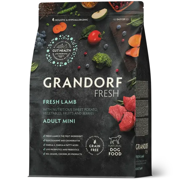 1кг Корм GRANDORF DOG Fresh Turkey&Sweet Potato Adult Mini беззерновой гипоаллергенный для собак мелких пород, Индейка с Бататом