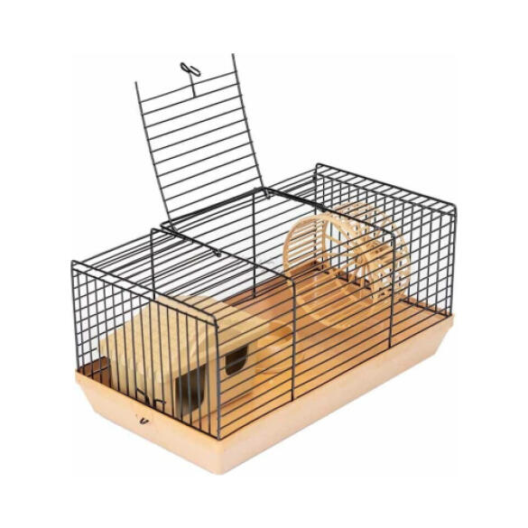 Клетка для грызунов "Eco" мини (домик,миска,колесо), бежевая 27*15*13см