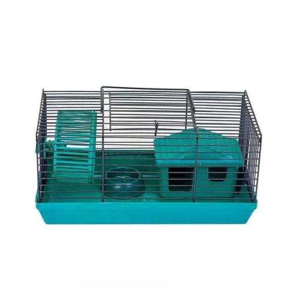 Клетка для грызунов "Eco" мини (домик,миска,колесо), бирюзовая 27*15*13см