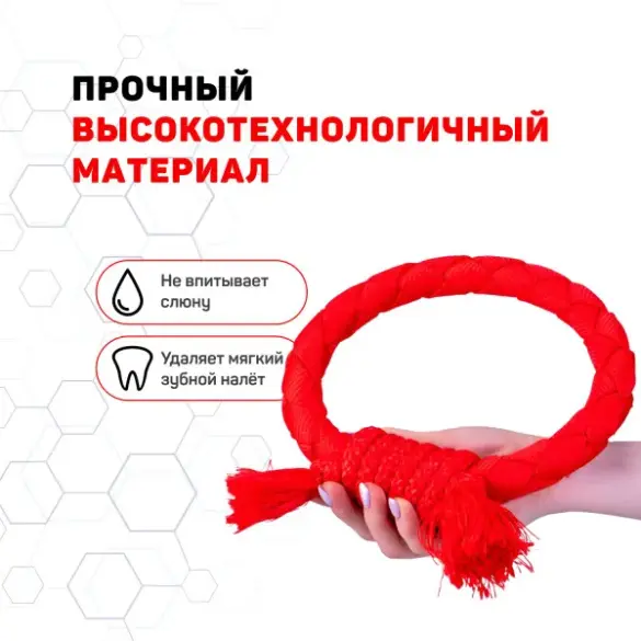 Игрушка Playology жевательный канат DRI-TECH ROPE для собак с ароматом говядины, большой, красный