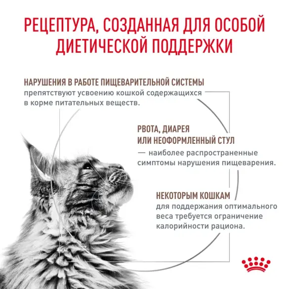 0,35кг Корм ROYAL CANIN Gastrointestinal Moderate Calorie диета для взрослых кошек при расстройствах пищеварения с умеренным содержанием калорий