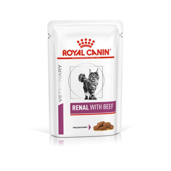 85гр Влажный корм ROYAL CANIN Renal Feline Beef диета для взрослых кошек при почечной недостаточности, с Говядиной в соусе